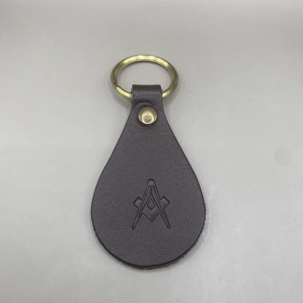 Vintage Leather Masonic‎ Freemason Keychain Key Ring Mason